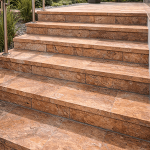 Schody z trawertynu - gotowe stopnie z kamienia naturalnego