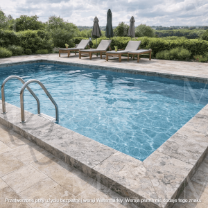 Obrzeże basenowe Trawertyn Silver Latte 30 × 61 × 3 cm – Kamień Naturalny